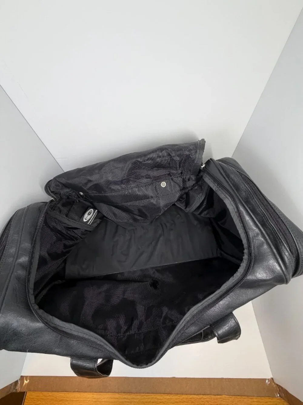 Golden Pacific Black Faux Leather Duffle Bag with Velocity Credit Union Logo